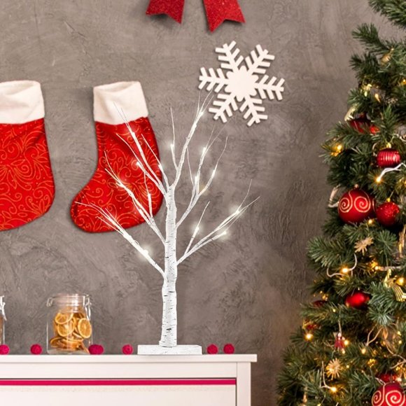 2 Pack 24” Birch Tree White Light 18LT Warm Battery Powered Timer Home Decor - Picture 6 of 7